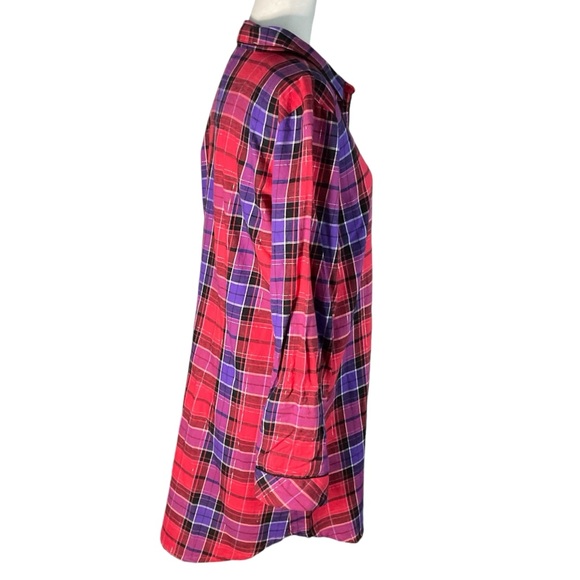 NWT Victoria's Secret Red Purple Plaid Cotton Sleep Shirt Size M - Picture 4 of 15